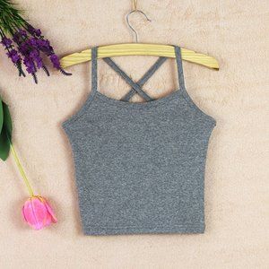 Grey Camisole Racerback Crop Top